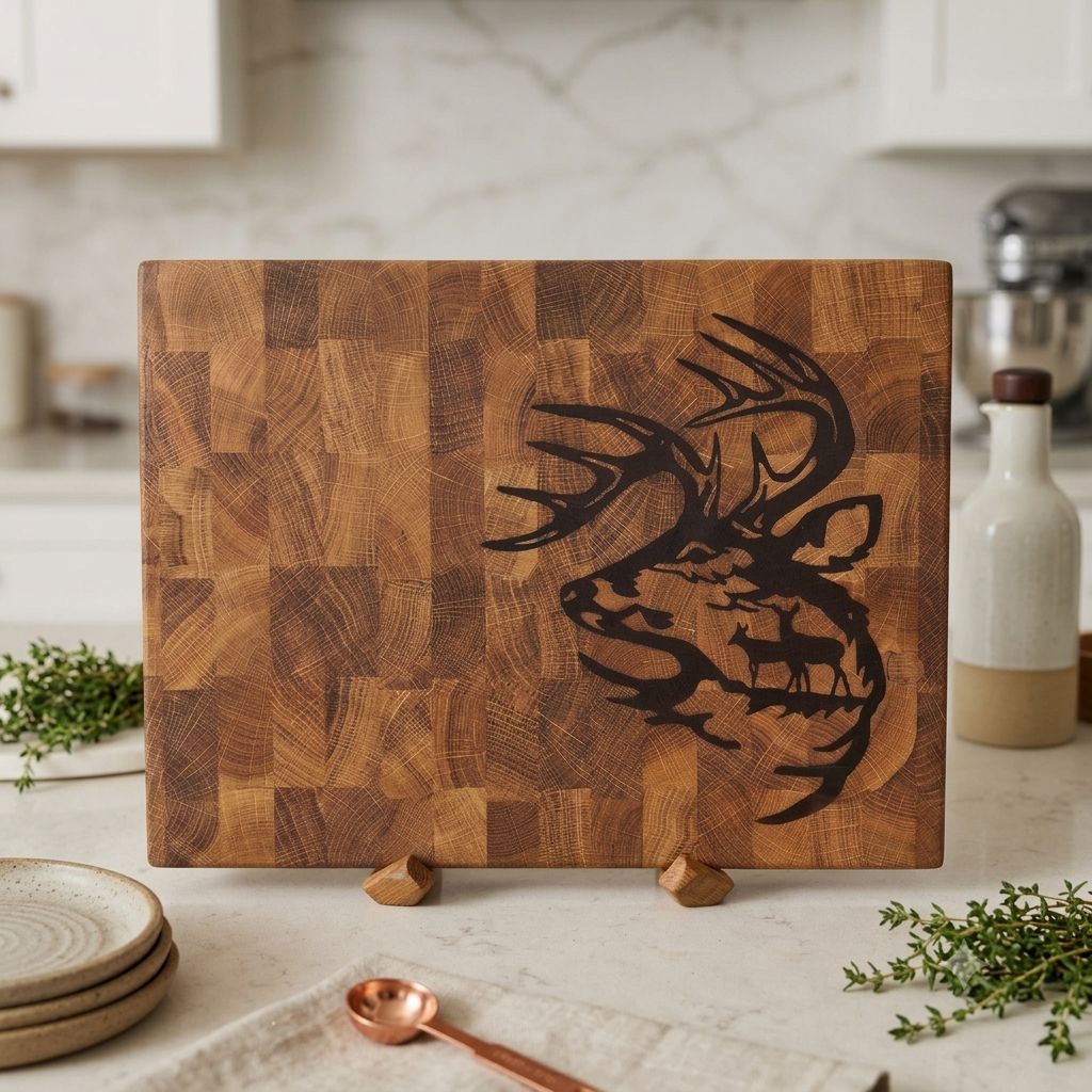 Woodland Stag End-Grain Cutting Board