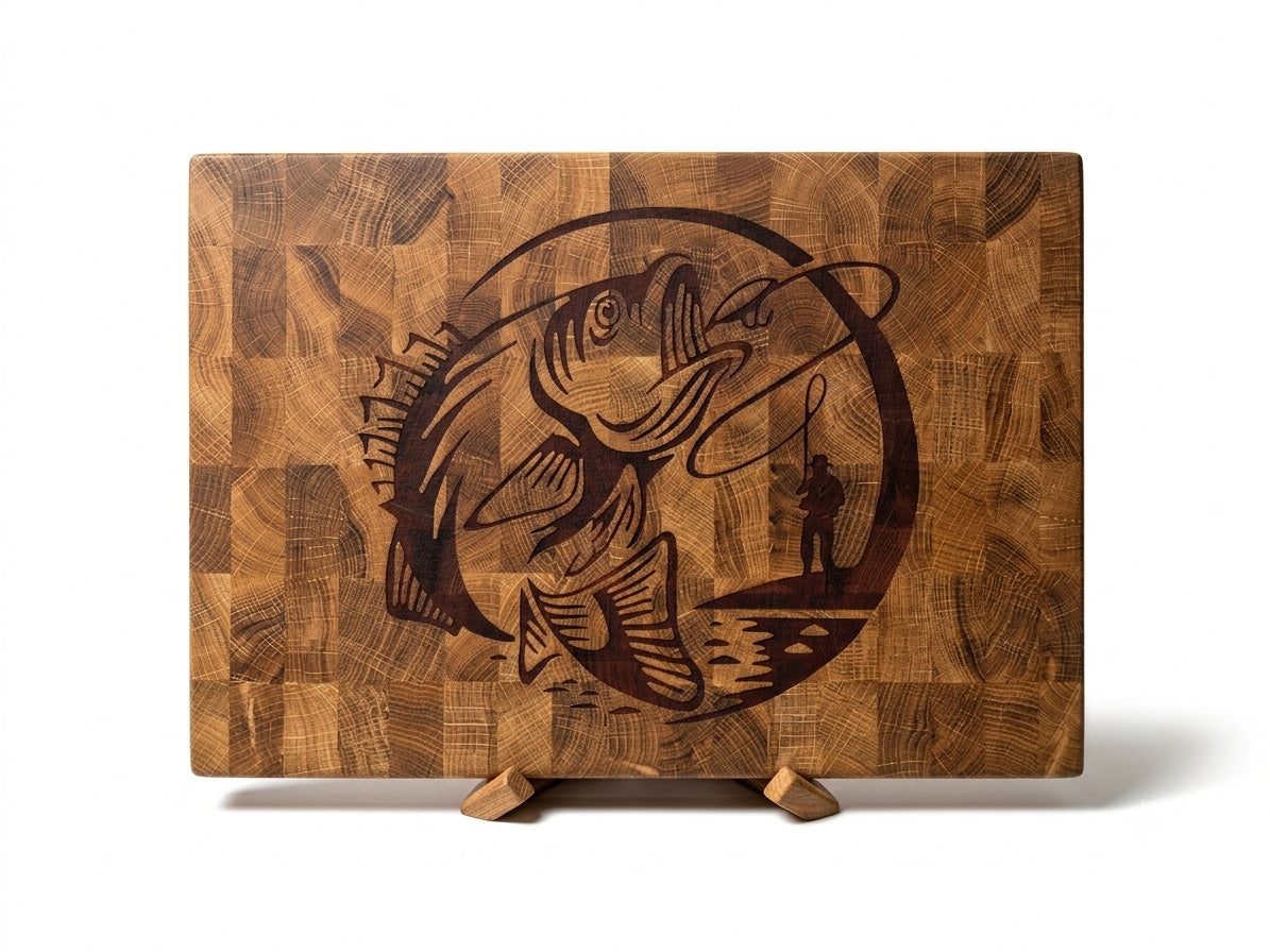 Angler's Catch End-Grain Cutting Board