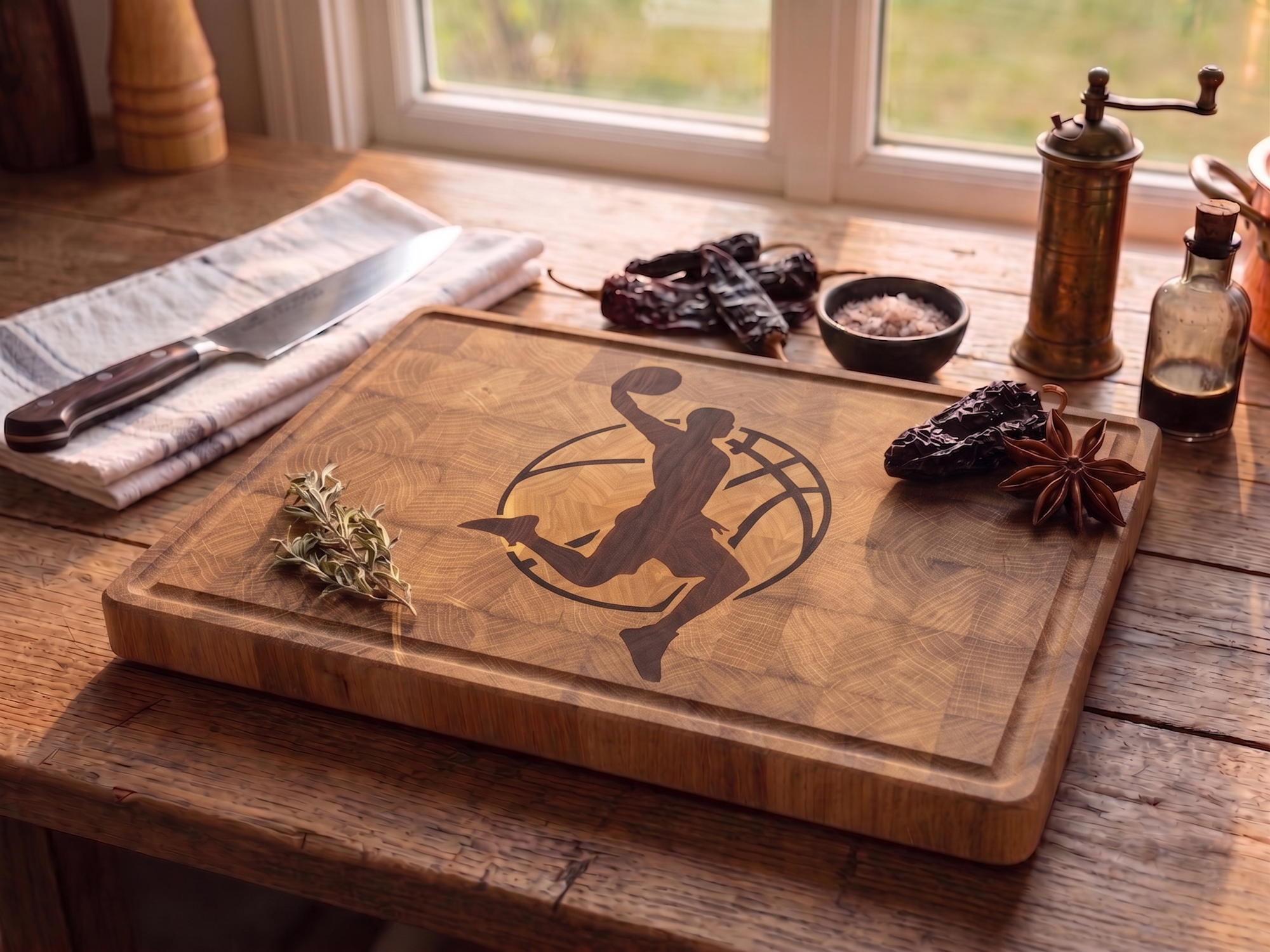 Four-Wood Dunk End-Grain Cutting Board