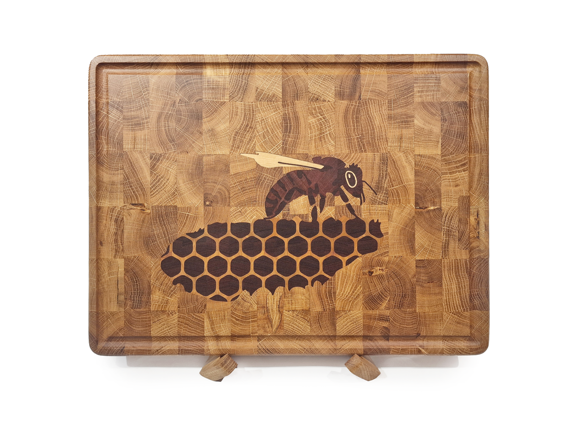 Five-Wood Pollinator End-Grain Cutting Board