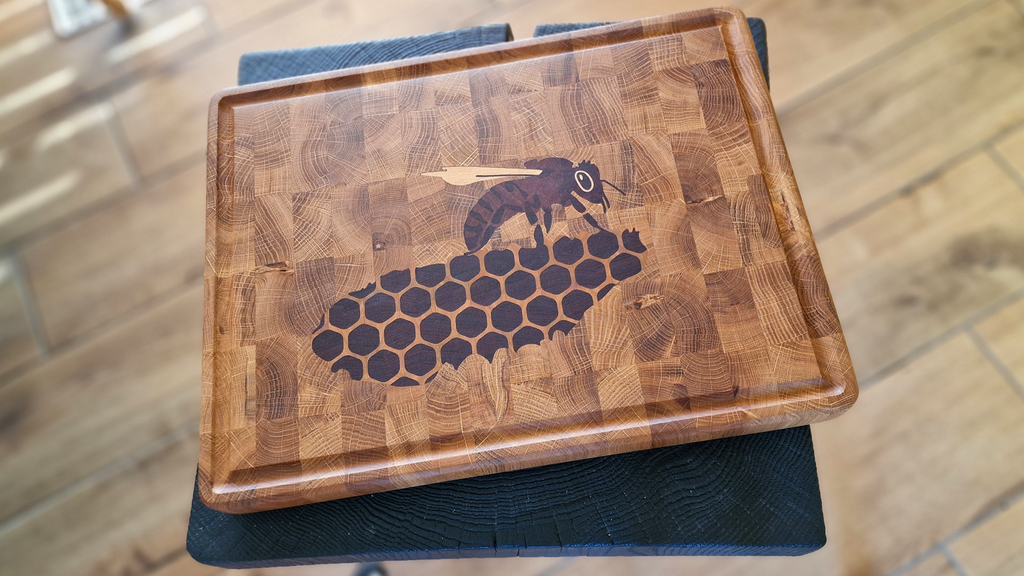Five-Wood Pollinator End-Grain Cutting Board