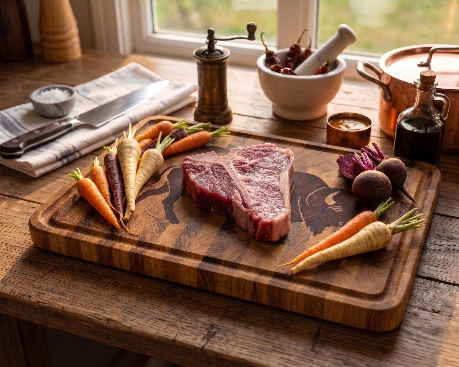 Great Plains Bison End-Grain Cutting Board