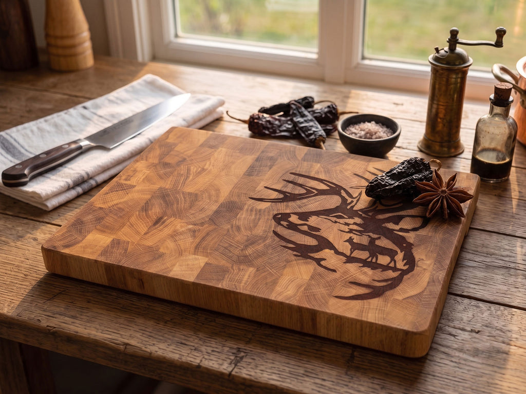 Woodland Stag End-Grain Cutting Board