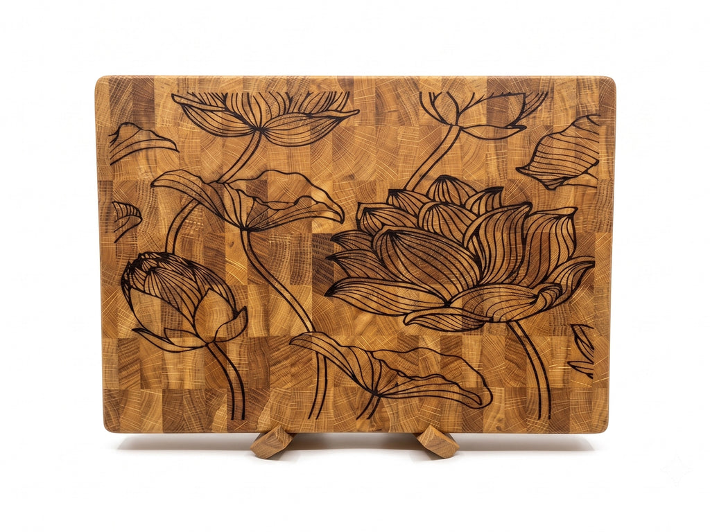 Lotus Garden End-Grain Cutting Board