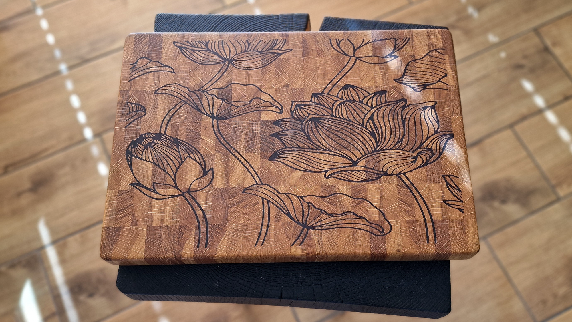 Lotus Garden End-Grain Cutting Board